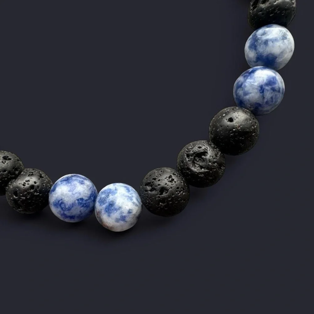 Sodalite & Lava Rock Bead Bracelet 8mm